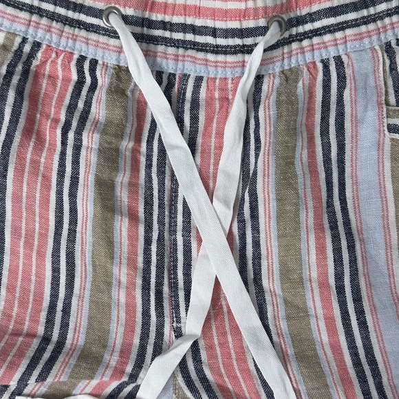 GAP Linen Blend Striped Drawstring Shorts Size Large Summer Beach Casual Preppy - Picture 3 of 7